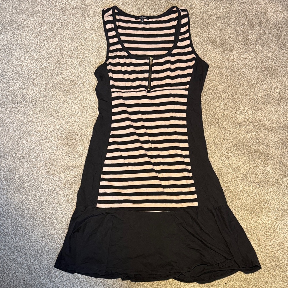 Monteau Black and Pink Striped Dress